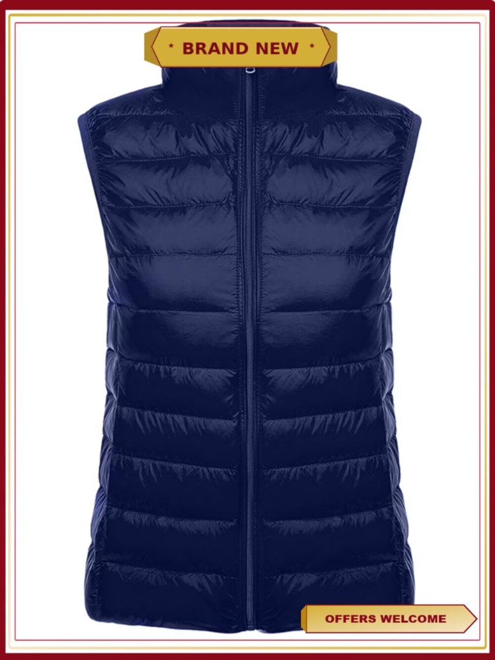 Ultra Lightweight Packable Down Puffer Vest Water Resistant Warm Zip Up